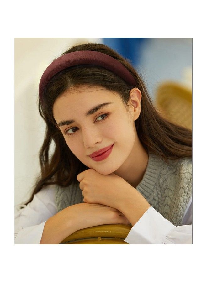 ACO-UINT 5 Pack Headbands For Women Sponge Headbands Padded Headbands With Soft Fabric Plain Head Bands For Women - Image 4