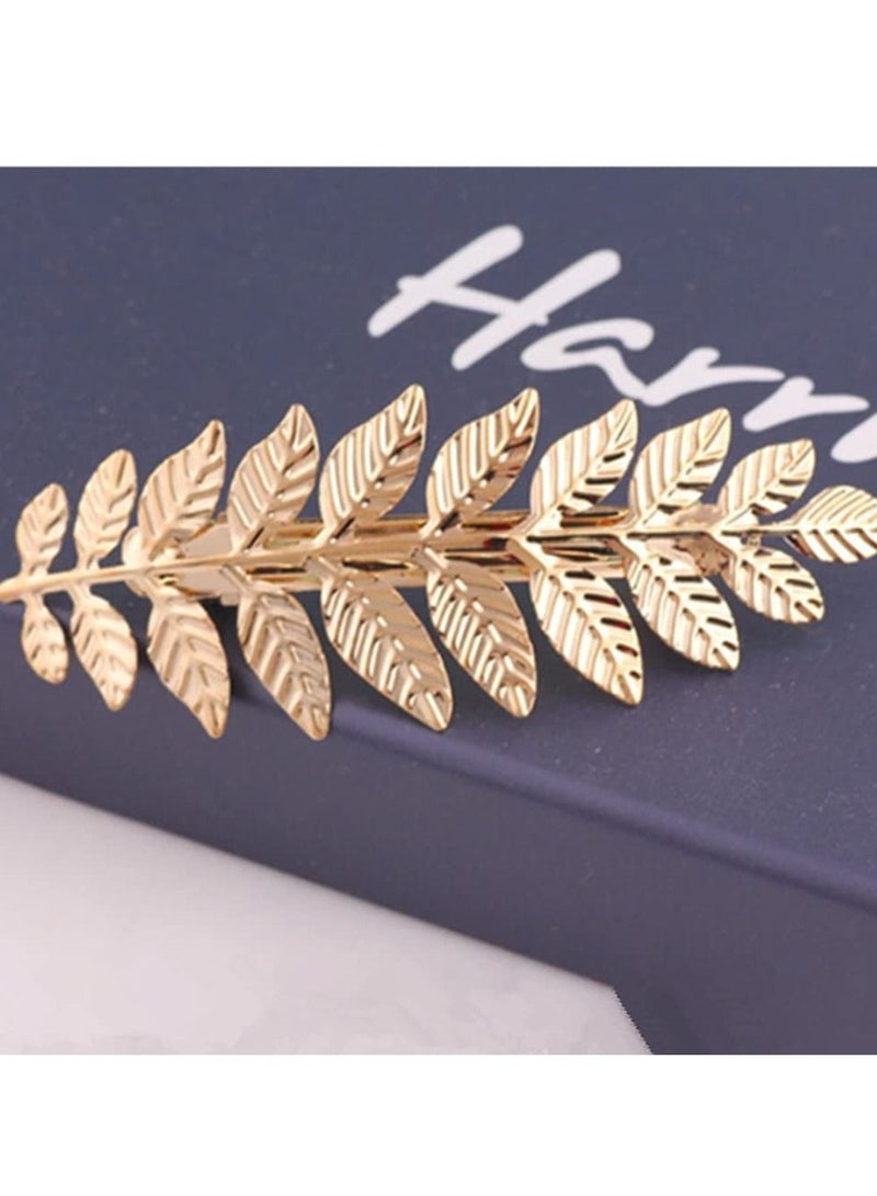 Y&D 4 Pack Hair Clip, Gold Feather Leaf Flower, Metal Snap, Leaves Barrettes Claw Clamp Bobby Pin Alligator Hairclips Wedding Party Decorations Accessories for Women Ladies  - Image 4