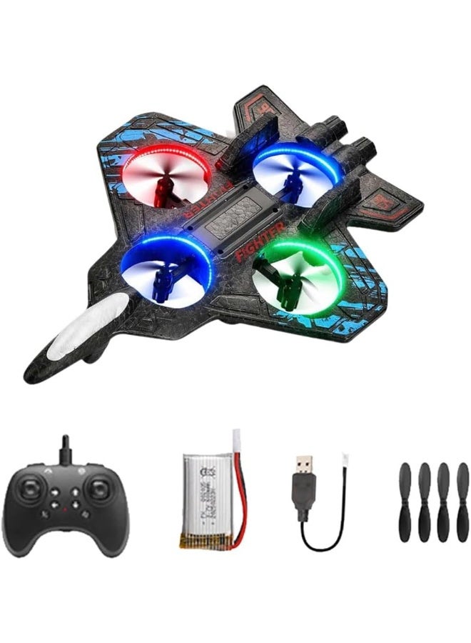 2.4GHz Remote Control Airplane – Foam Jet Fighter with LED Lights, 3 Speed Modes, 2 Batteries, 4 Extra Propellers for Kids & Beginner Pilots - Image 1