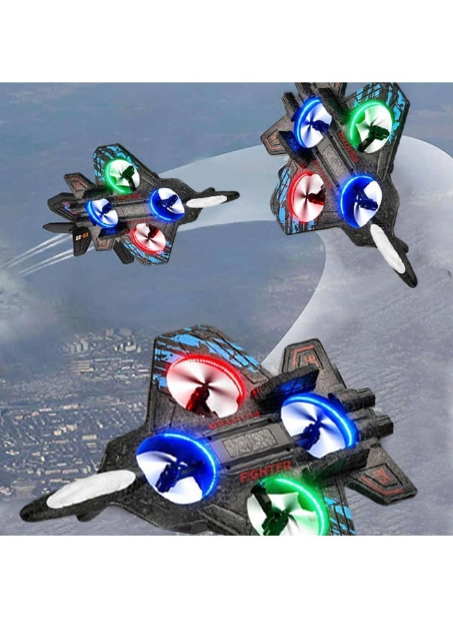 2.4GHz Remote Control Airplane – Foam Jet Fighter with LED Lights, 3 Speed Modes, 2 Batteries, 4 Extra Propellers for Kids & Beginner Pilots - Image 2