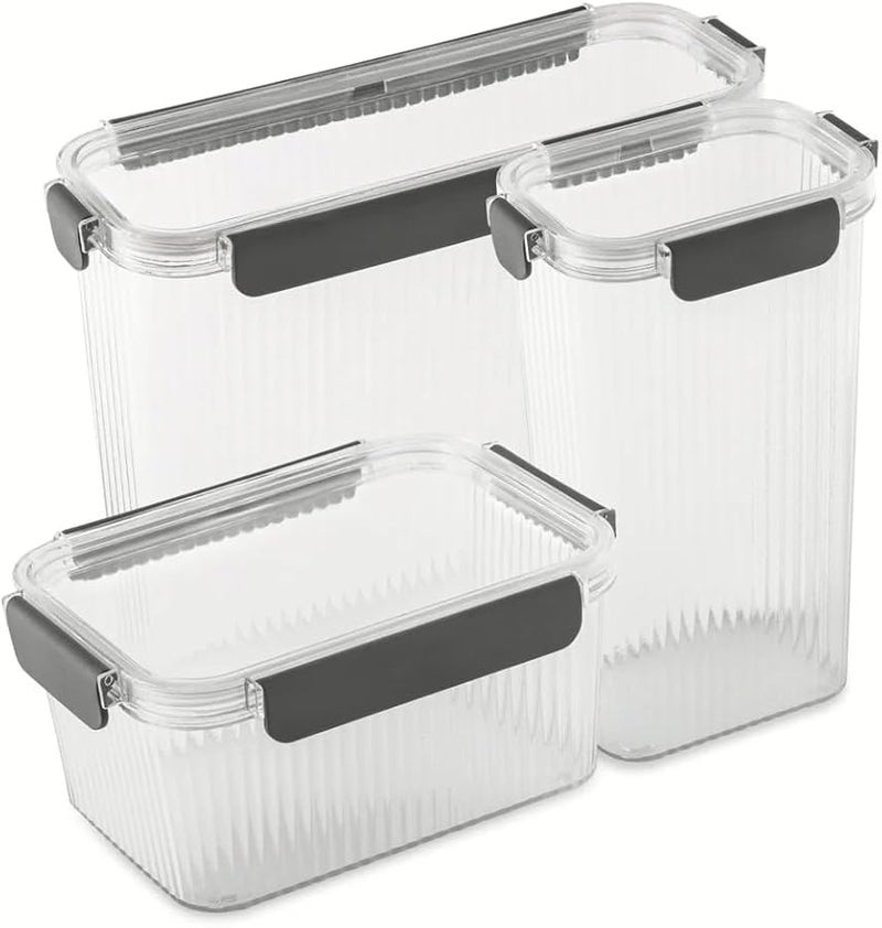 Ribbed Food Storage Container Set 3 Piece Airtight Kitchen Organizers 7 3 Cup 20 5 Cup 21 3 Cup - Image 1