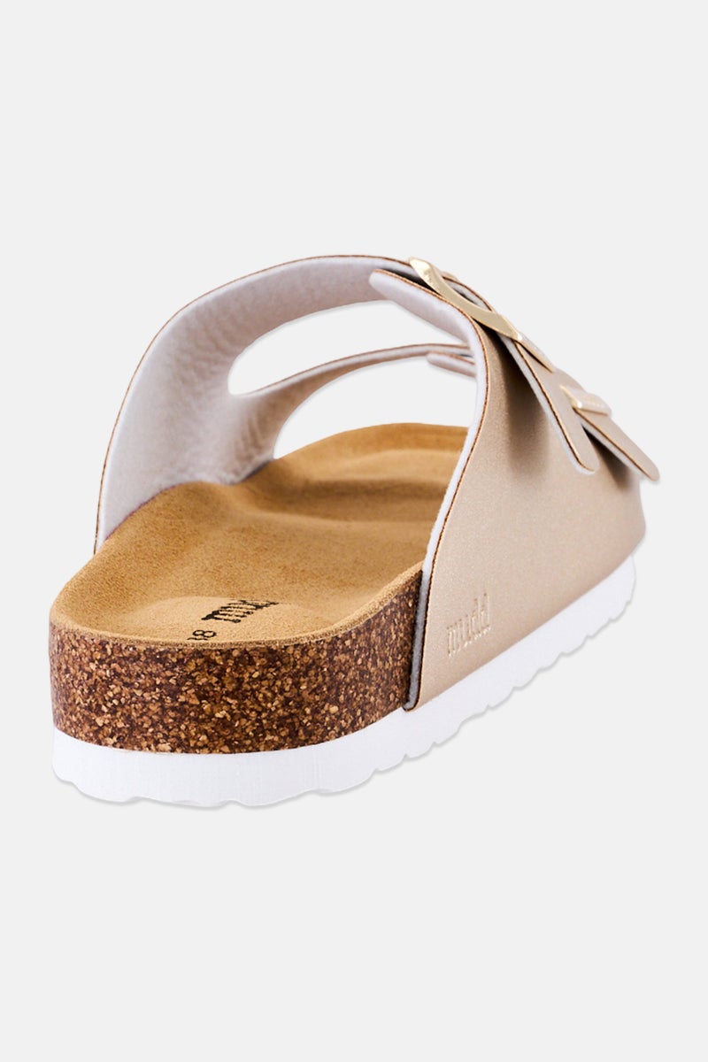 Mudd Women Slip On Cork Sandals, Gold - Image 3