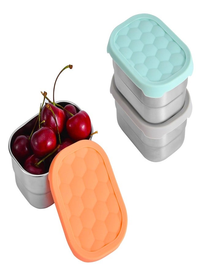 UPTRUST Stainless Steel Snack Containers for Kids, Easy Open Leak Proof, Small Food Containers with Silicone Lids, Perfect Metal Lunch Box for Daycare and School (3pcs 8oz) - Image 2