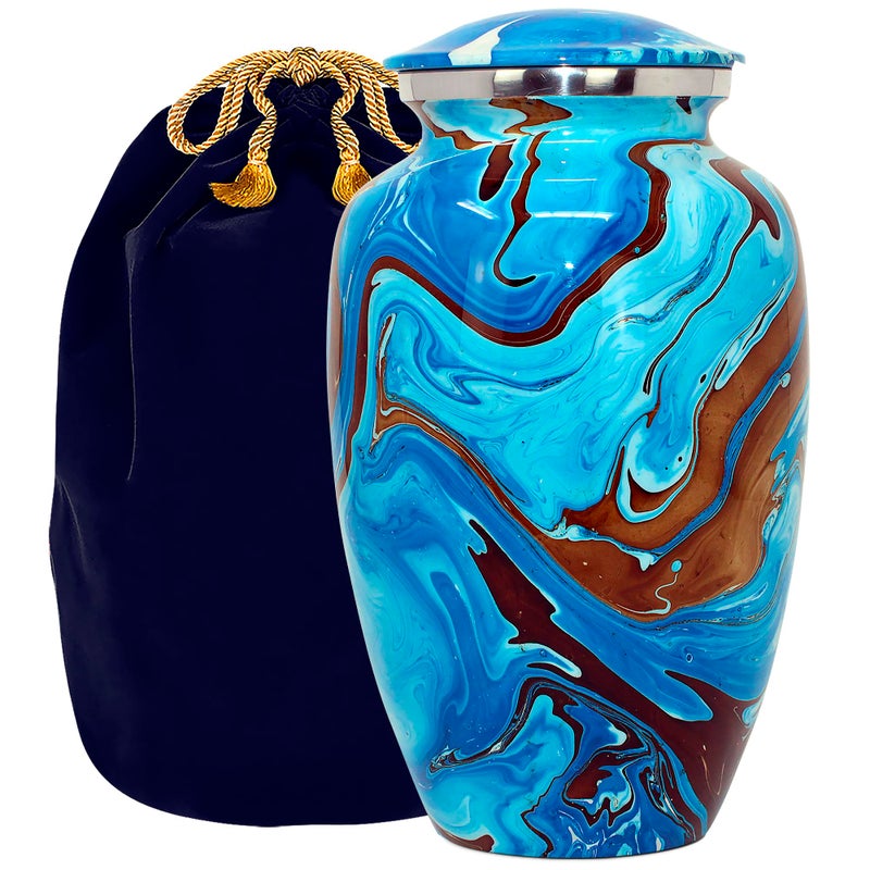Trupoint Memorials Cremation Urns for Human Ashes Camouflage and Hunters Decorative Burial Urn for Adult Men and Women Large Blue