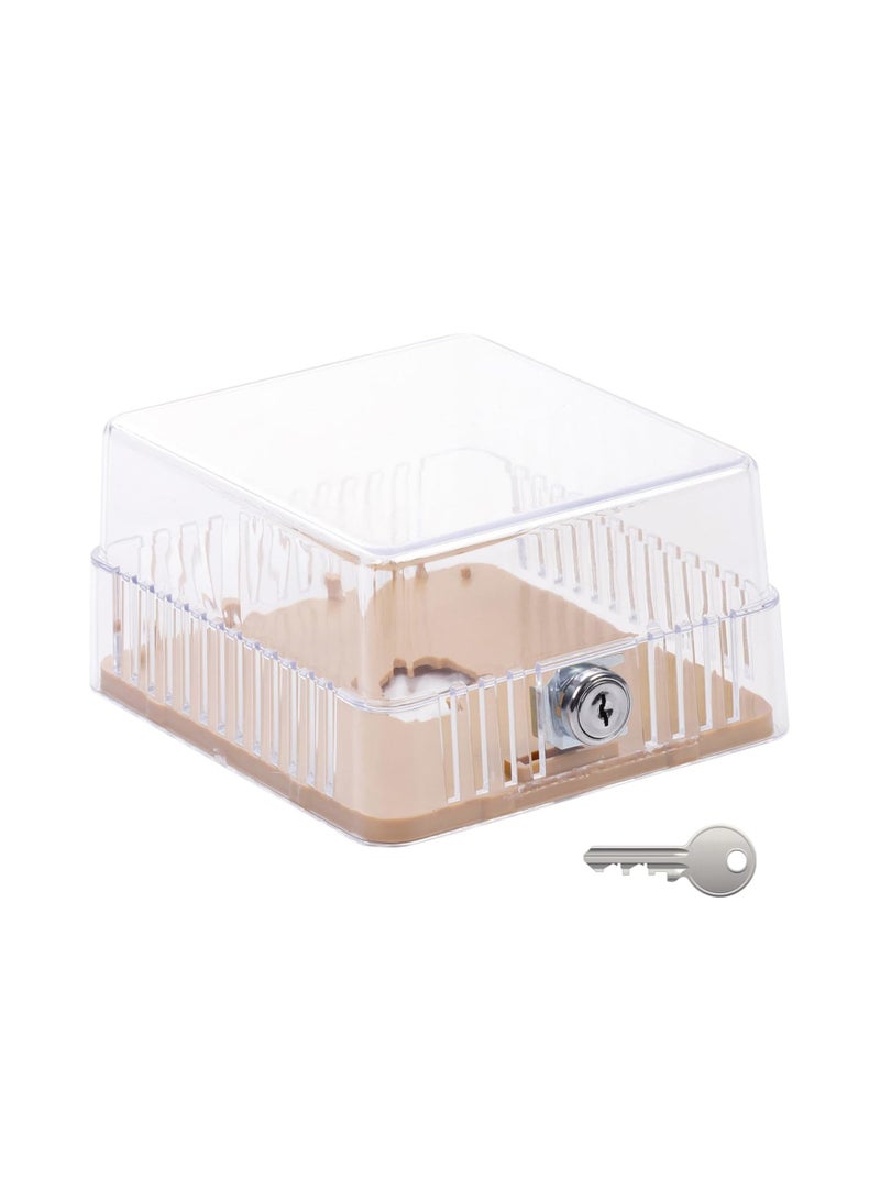 صندوق قفل ترموستات عالمي مع مفتاح، واقي ترموستات بلاستيكي شفاف للحائط، غطاء ترموستات مع قفل، غطاء لوحة التحكم في التدفئة وتكييف الهواء قابل للقفل، 130*120*75 مم - Image 1