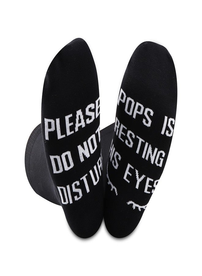 GJTIM 2PAIRS Please Do Not Disturb Pops Is Resting His Eyes Funny Socks Fathers Day Gift Grandfather Dad Birthday Pops Gift (Pops resting eyes) - Image 1