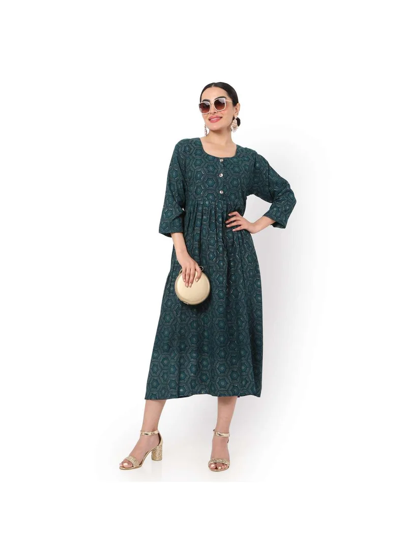 HANA & SARA SOFT BLUE COLOUR FRONT BUTTONED THREE FORTH SLEEVES CASUAL SHORT ARABIC JALABIYA KAFTAN DRESS