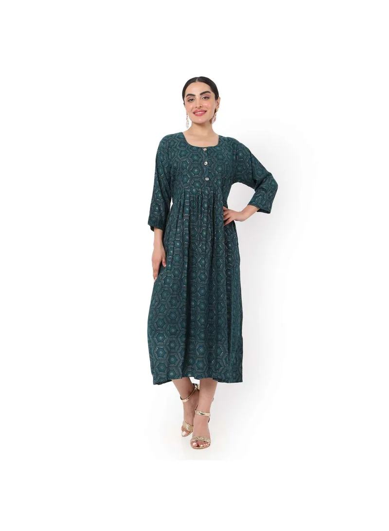 HANA & SARA SOFT BLUE COLOUR FRONT BUTTONED THREE FORTH SLEEVES CASUAL SHORT ARABIC JALABIYA KAFTAN DRESS