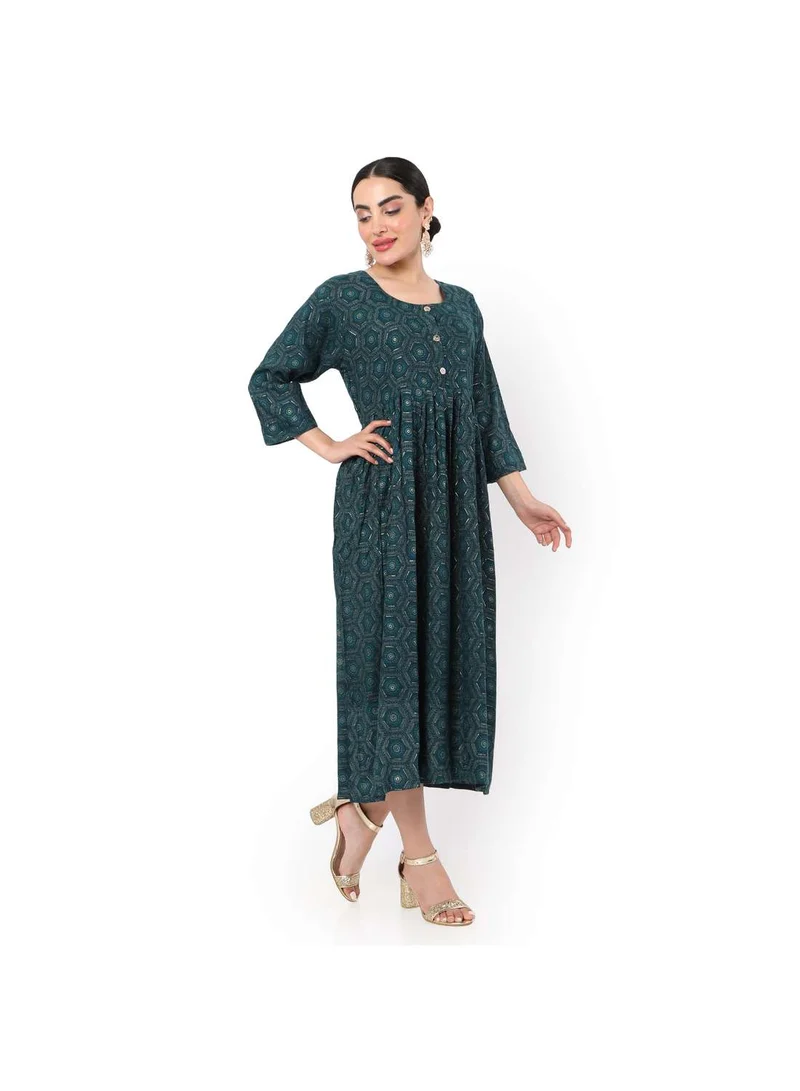 HANA & SARA SOFT BLUE COLOUR FRONT BUTTONED THREE FORTH SLEEVES CASUAL SHORT ARABIC JALABIYA KAFTAN DRESS