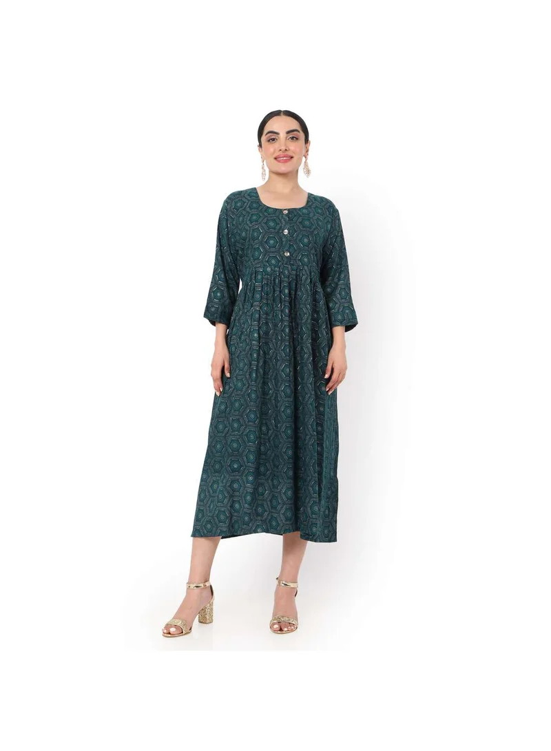 HANA & SARA SOFT BLUE COLOUR FRONT BUTTONED THREE FORTH SLEEVES CASUAL SHORT ARABIC JALABIYA KAFTAN DRESS