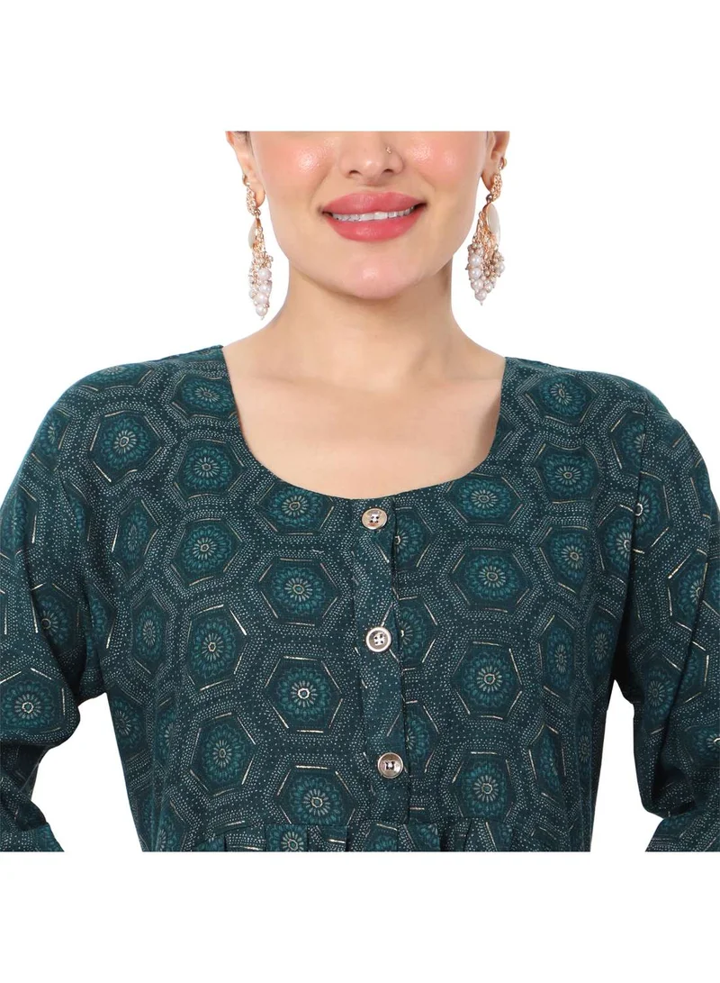 HANA & SARA SOFT BLUE COLOUR FRONT BUTTONED THREE FORTH SLEEVES CASUAL SHORT ARABIC JALABIYA KAFTAN DRESS