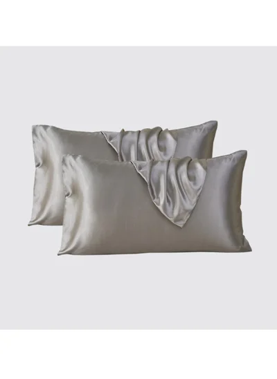 Donetella Satin Pillowcases 2-Pcs Soft And Silky Pillow Cover For Hair And Skin Care With Envelope Closure (Without Pillow Insert),Grey