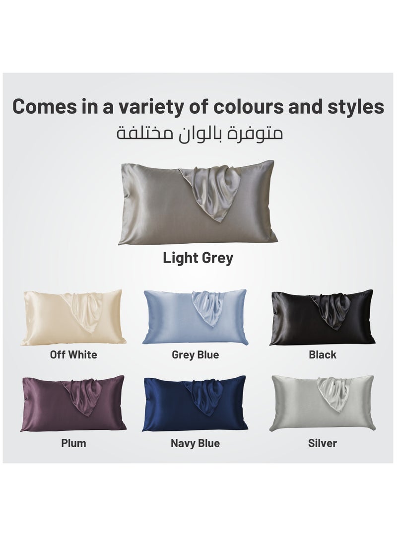 Donetella - Satin Pillowcases 2-Pcs Soft And Silky Pillow Cover For Hair And Skin Care With Envelope Closure (Without Pillow Insert),Grey - Image 1