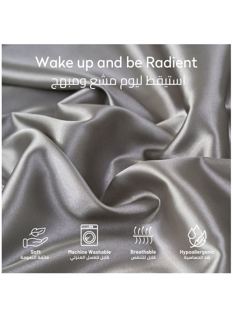 Donetella - Satin Pillowcases 2-Pcs Soft And Silky Pillow Cover For Hair And Skin Care With Envelope Closure (Without Pillow Insert),Grey - Image 1