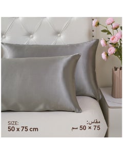 Donetella Satin Pillowcases 2-Pcs Soft And Silky Pillow Cover For Hair And Skin Care With Envelope Closure (Without Pillow Insert),Grey  - Image 3