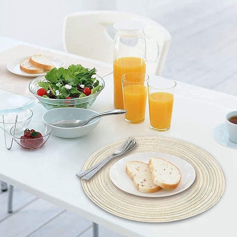 BPA Round Placemats, Dining Table Mats, Woven Place Mats, Heat Resistant Table Mats, Anti-Skid Cotton Mat, 6 Pack - Image 5