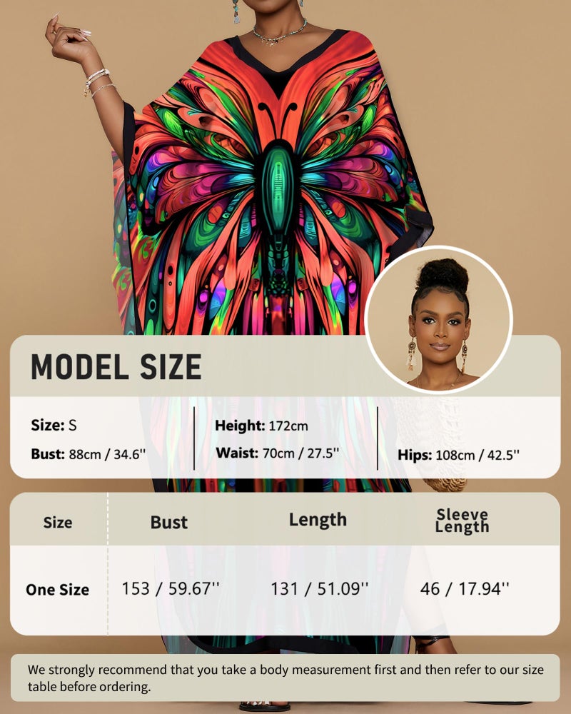 Bsubseach Kaftan Dresses for Women Floral Print Caftans Bathing Suit Cover Ups Plus Size Long Beach Coverup Dress Red - Image 4