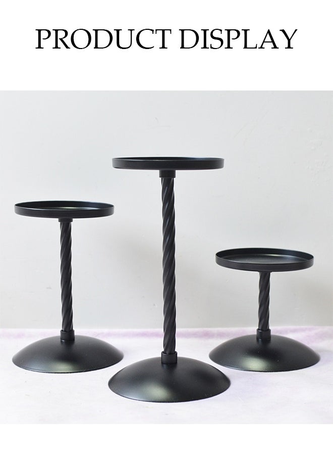 DUNISO 3 Pcs Candle Holders,Cylindrical Candle Holder，Simple Retro Matte Finish，Iron Column Thread Rotation Process，Used for Dining Table Centerpiece or Wedding Party Decoration，Black  - Image 4