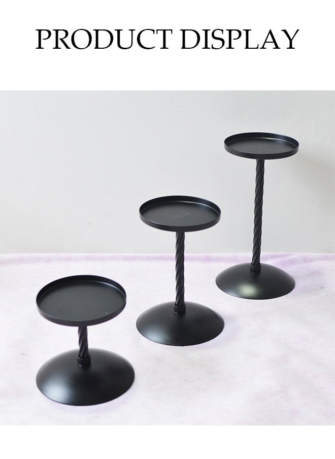 DUNISO 3 Pcs Candle Holders,Cylindrical Candle Holder，Simple Retro Matte Finish，Iron Column Thread Rotation Process，Used for Dining Table Centerpiece or Wedding Party Decoration，Black  - Image 5