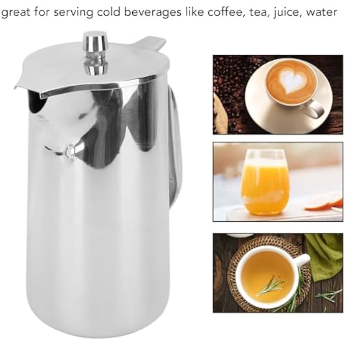 Goshyda Teapot 2L Stainless Steel Cold Water Pitcher With Ergonomic Handle Large Capacity Tea Kettle For Juice Beverage Coffee - Image 4