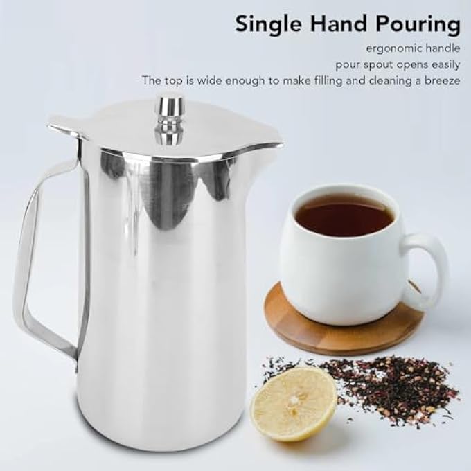 Goshyda Teapot 2L Stainless Steel Cold Water Pitcher With Ergonomic Handle Large Capacity Tea Kettle For Juice Beverage Coffee - Image 3