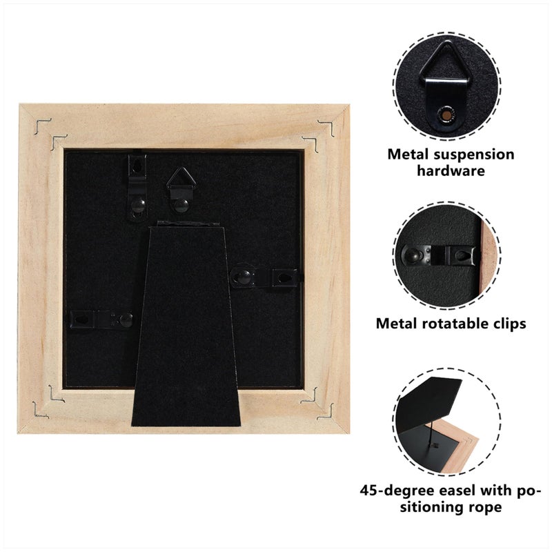CORE ART 5x5 Picture Frame  Handmade Wood Rustic Red Photo Frame Set of 2  High Definition Semi-tempered Glass Wall or Tabletop Display - Image 3