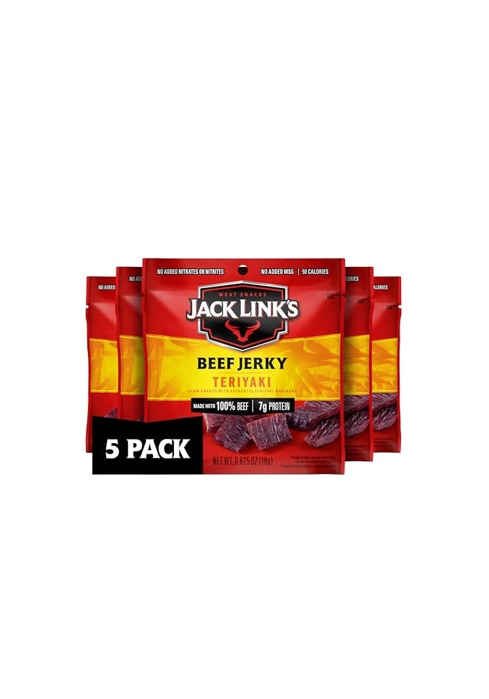 Jack Link's Jack Links Teriyaki Beef Jerky Multipack  5 Pack 0625 oz Bags  Ready to Eat Real Meat Protein Snacks  7g Protein per Serving  Made with 100 Real Beef - Image 1