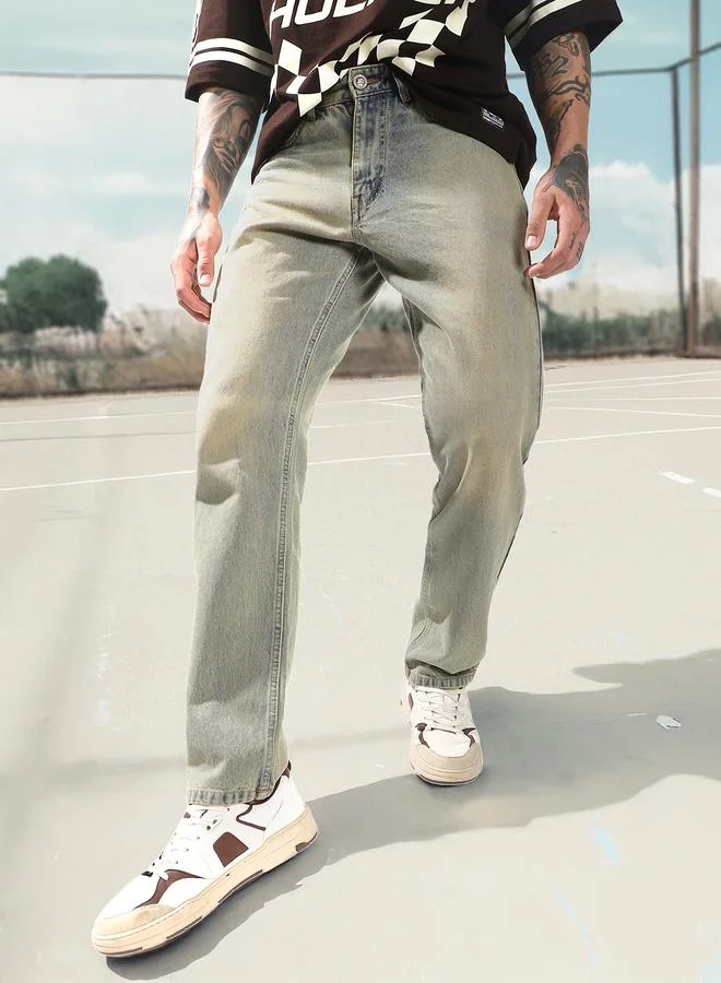 هوبرهولمي جينز رجالي قطن 1% أزرق غامق مغسول مستقيم طويل