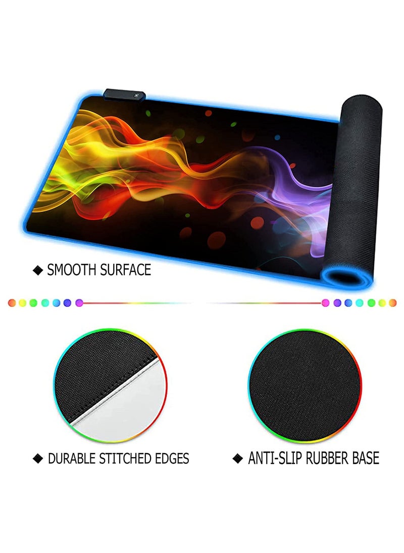 Generic - Wisedeal Large Gaming Mouse Pad,Soft Oversized Glowing Led Desk Keyboard Mouse Mat, Anti-Slip Rubber Base, Water-Resistant, for Work & Gaming, Office & Home Computer Key Board Mousepad (Flame) - Image 1