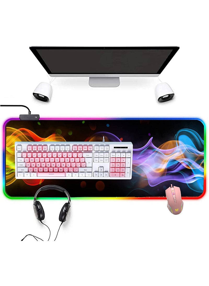 Generic - Wisedeal Large Gaming Mouse Pad,Soft Oversized Glowing Led Desk Keyboard Mouse Mat, Anti-Slip Rubber Base, Water-Resistant, for Work & Gaming, Office & Home Computer Key Board Mousepad (Flame) - Image 1