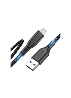 اف ماكس كيبل USB نوع ايه الى لايتنينج معتمد من ابل بطول 4 قدم، كيبل شحن USB / مزامنة لايتنينج متوافق مع ايفون 14/13/12/11/برو/ماكس/ميني/اكس/بلس/8/7/6/5S/SE/بلس/ايباد (اسود-1.2 متر/4 قدم)  - Image 1