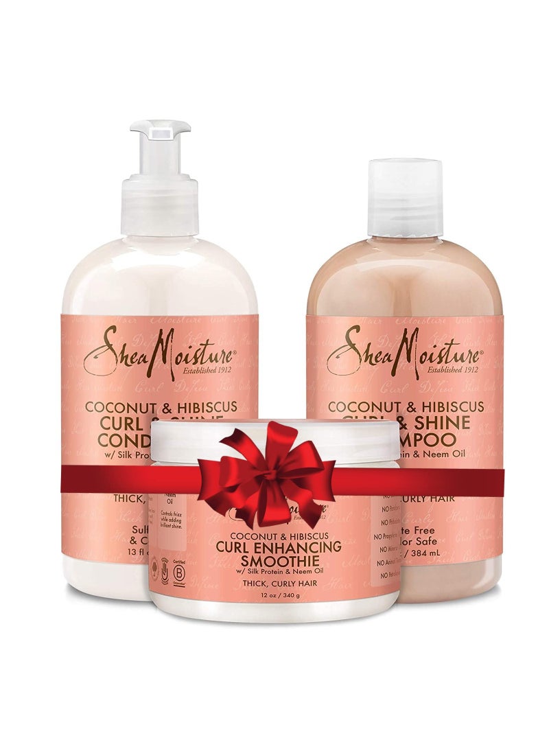 SM مجموعة شامبو وبلسم وسموثي كيرل آند شاين 384 مل + 384 مل + 340 جم