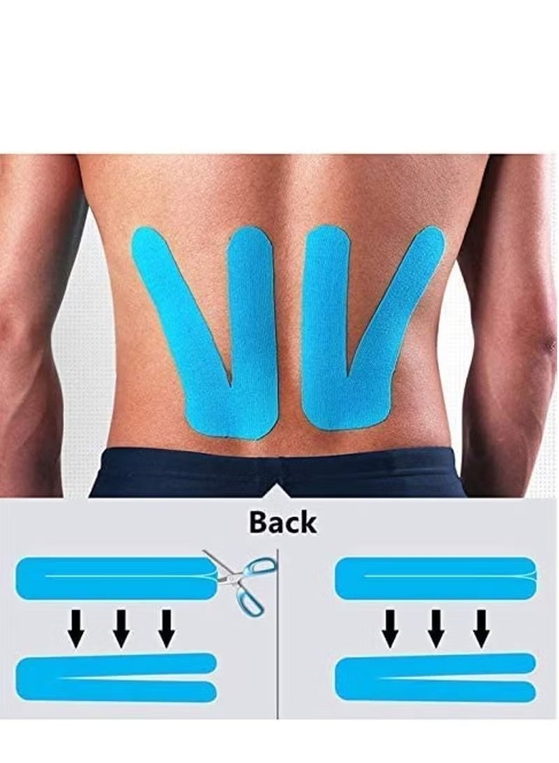 ZNARO 3-Piece Kinesiology Tape 5cm x 5m, Sports Tape for Muscle Support, Cotton Elastic Adhesive Bandage with Breathable Waterproof Material, Pain Relief Tape for Knee Strain Injury Support, for Physio and Home Use (Blue, Green, Yellow) - Image 3