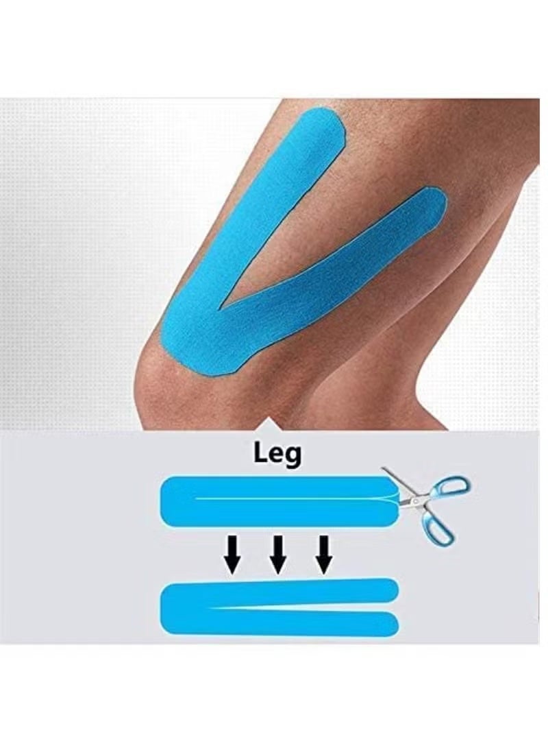ZNARO 3-Piece Kinesiology Tape 5cm x 5m, Sports Tape for Muscle Support, Cotton Elastic Adhesive Bandage with Breathable Waterproof Material, Pain Relief Tape for Knee Strain Injury Support, for Physio and Home Use (Blue, Green, Yellow) - Image 2
