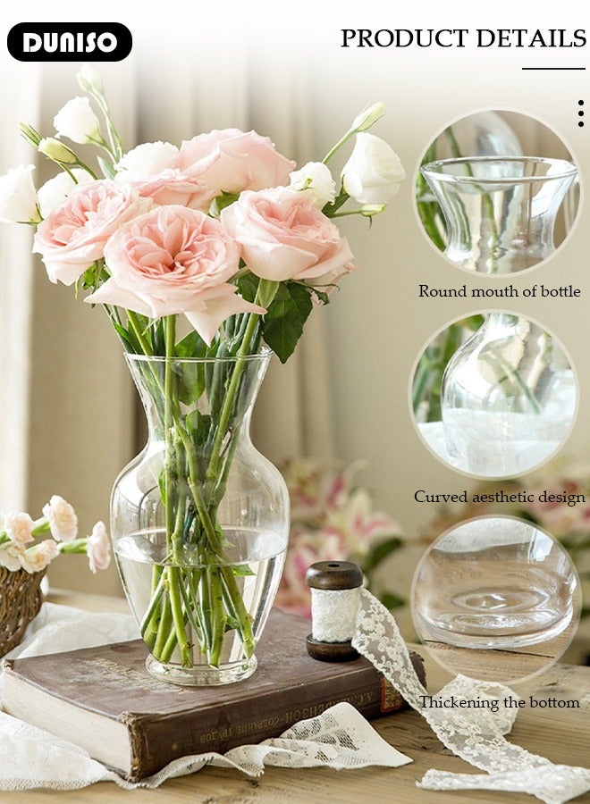 DUNISO Glass Vase for Flowers Vertical Striped Flower, Vase Modern Desktop Decor, Flower Arrangement Dried Flower Hydroponic Plant Home Office Dining Living Room  - Image 2
