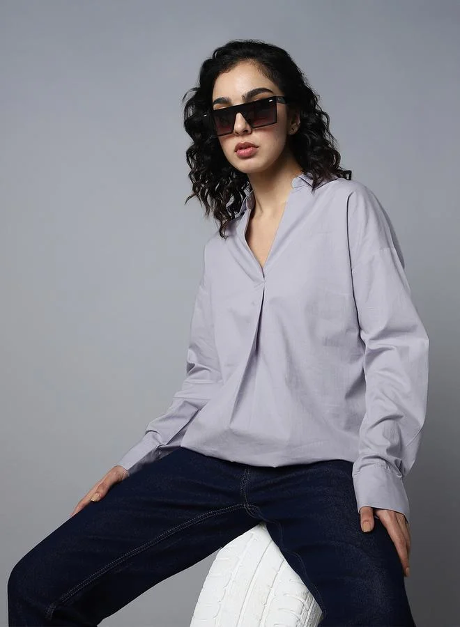 HIGH STAR HIGH STAR Solid Longline Shirt with O-Ring Detail