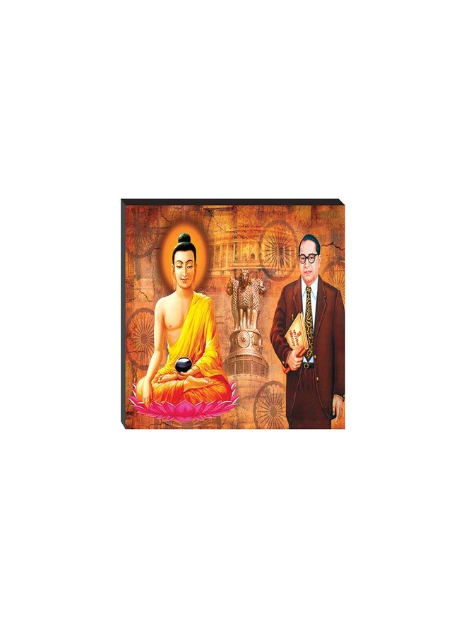 Masstone Lord Buddha and Baba Saheb Ambedkar Self Adhesive 6mm MDF Panel Painting (12x 18 Inch) - Image 1