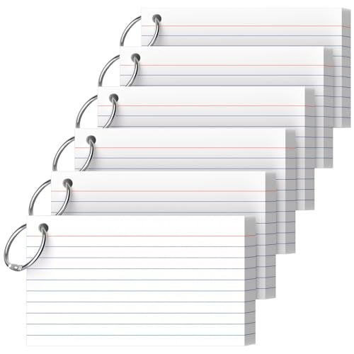 Ciphyfee Index Cards 3x5 Inch With Ring, 300 Count, Ruled White Colored Index Card, 180GSM Flash Cards College Ruled for Students, Teachers, Study Note Card for Office, Home, School, Office - Image 1