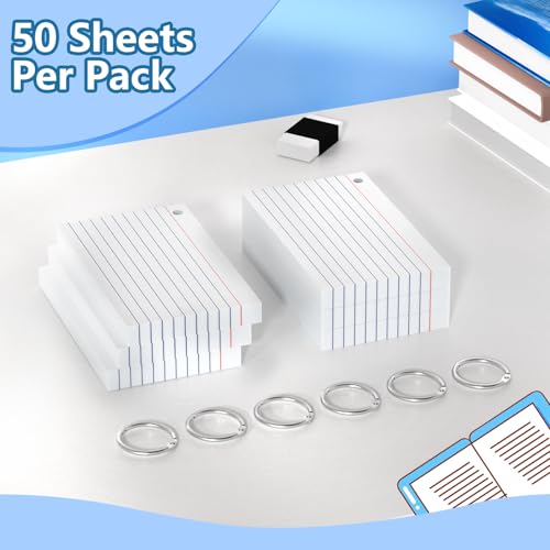 Ciphyfee Index Cards 3x5 Inch With Ring, 300 Count, Ruled White Colored Index Card, 180GSM Flash Cards College Ruled for Students, Teachers, Study Note Card for Office, Home, School, Office - Image 4