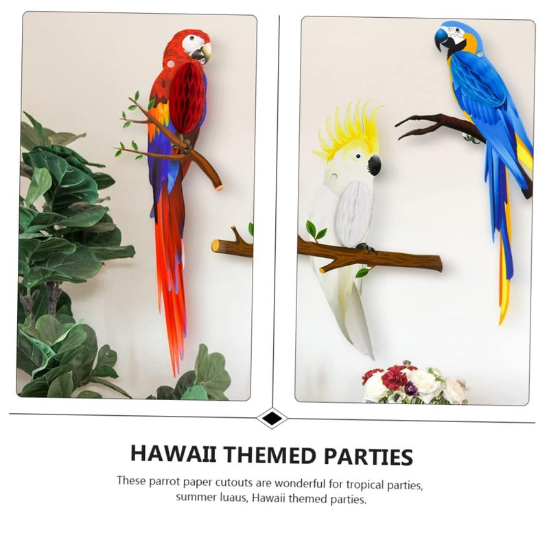 3D Tropical Birds Paper Cutouts Hawaiian Hanging Decorations For Summer Party Background - Image 4