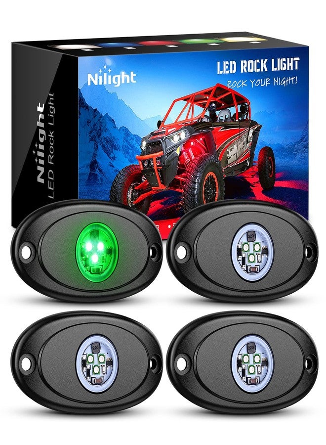 Nilight LED Rock Light Pods Waterproof Under Body Wheel Well Light Exterior Interior Lights for Car Truck Pickups ATV UTV SUV Motorcycle Boat, 4PCS Green - Image 1