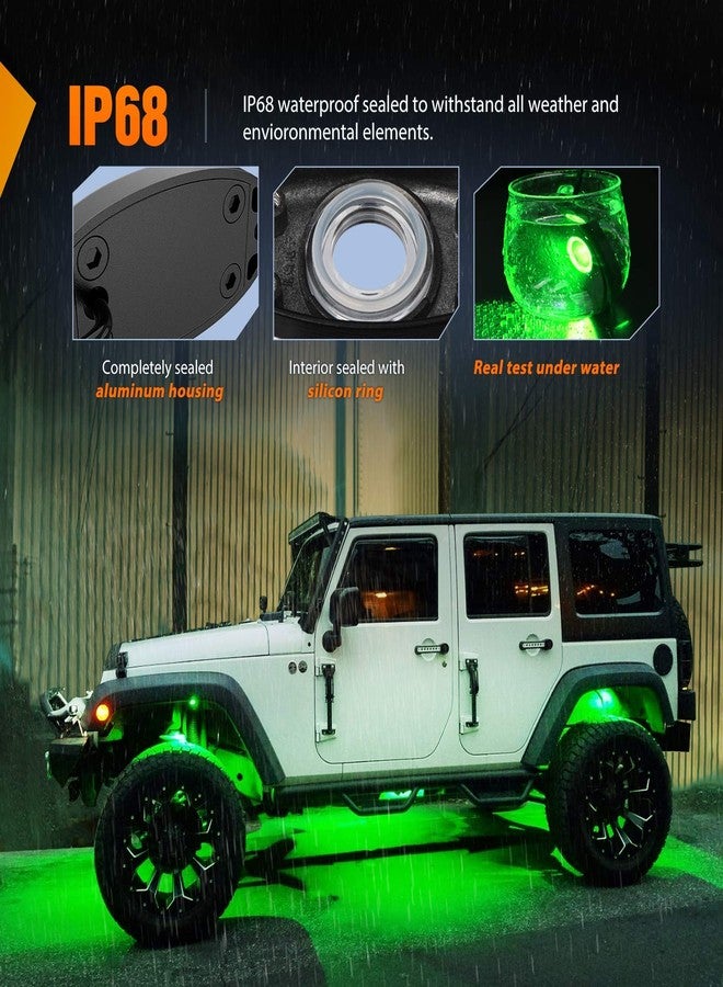 Nilight LED Rock Light Pods Waterproof Under Body Wheel Well Light Exterior Interior Lights for Car Truck Pickups ATV UTV SUV Motorcycle Boat, 4PCS Green - Image 5