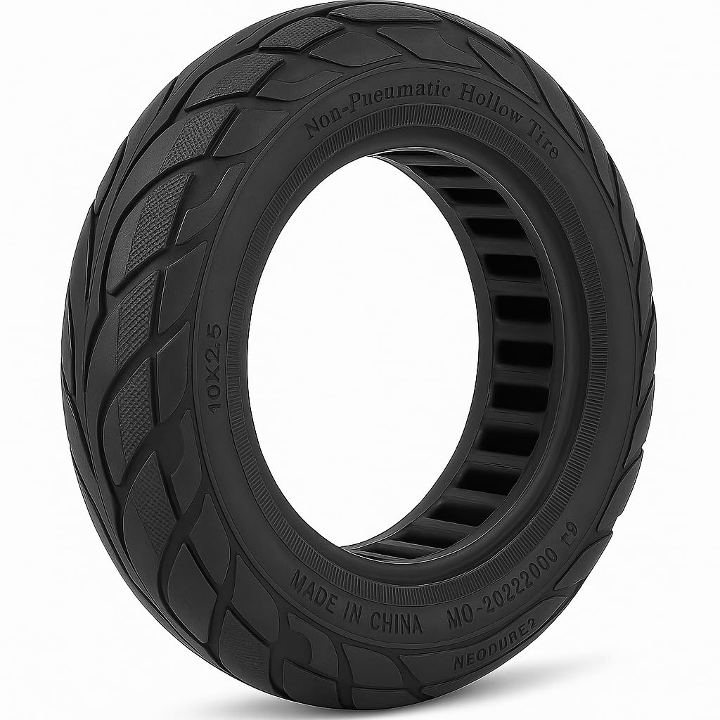 FUKUKAWA 10x2.50 Solid Scooter Tire – 10 Inch Puncture-Proof Rubber Replacement Wheel for Electric Scooters, Explosion-Proof, Anti-Skid, Shock Absorbing, Universal Front & Rear Tire