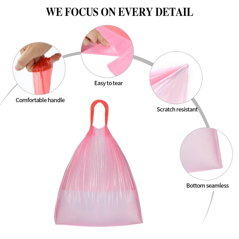 HDY 3Rolls Drawstring Small Trash Bags,4 Gallon Thicken Drawstring Small Garbage Bags for Kitchen,Bathroom,Bedroom,Home,Office Trash Cansï¼Œ60 Counts (Pink) - Image 5