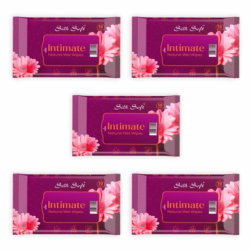Silk Soft Intimate Wipes Women – 50 Wipes (Pack of 5 x 10) | Menthol & Fragrance Extract | pH Balanced, Alcohol & Paraben Free | Skin-Friendly Daily Hygiene - Image 1