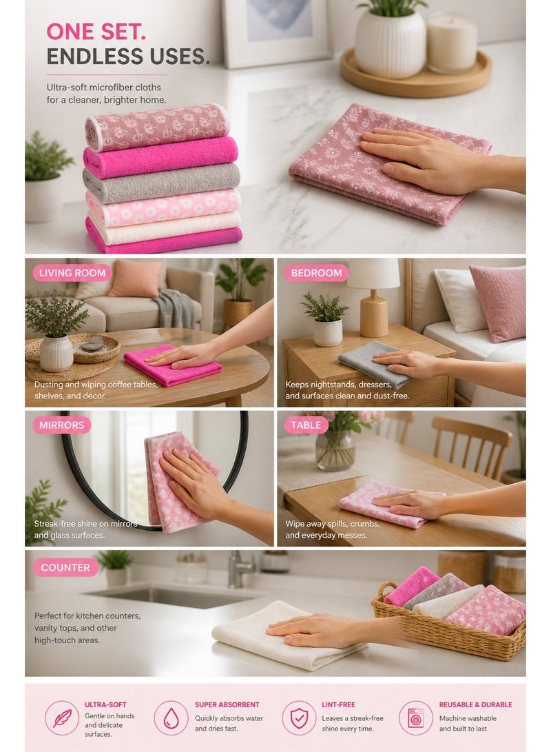 (12 Pcs) Microfiber Towels 25x25 cm – Super Absorbent, Lint-Free Multipurpose Cleaning Cloths for Kitchen, Bathroom, Living & More – Reusable Quick-Dry Bundle - Image 2