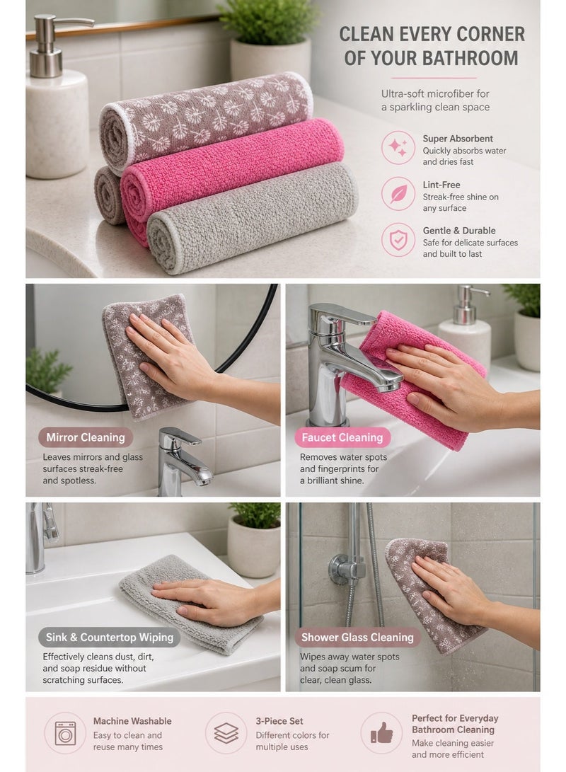 (12 Pcs) Microfiber Towels 25x25 cm – Super Absorbent, Lint-Free Multipurpose Cleaning Cloths for Kitchen, Bathroom, Living & More – Reusable Quick-Dry Bundle - Image 3