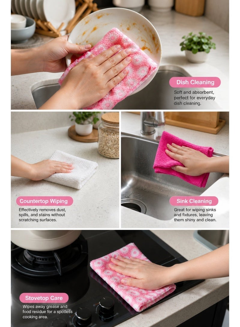 (12 Pcs) Microfiber Towels 25x25 cm – Super Absorbent, Lint-Free Multipurpose Cleaning Cloths for Kitchen, Bathroom, Living & More – Reusable Quick-Dry Bundle - Image 5