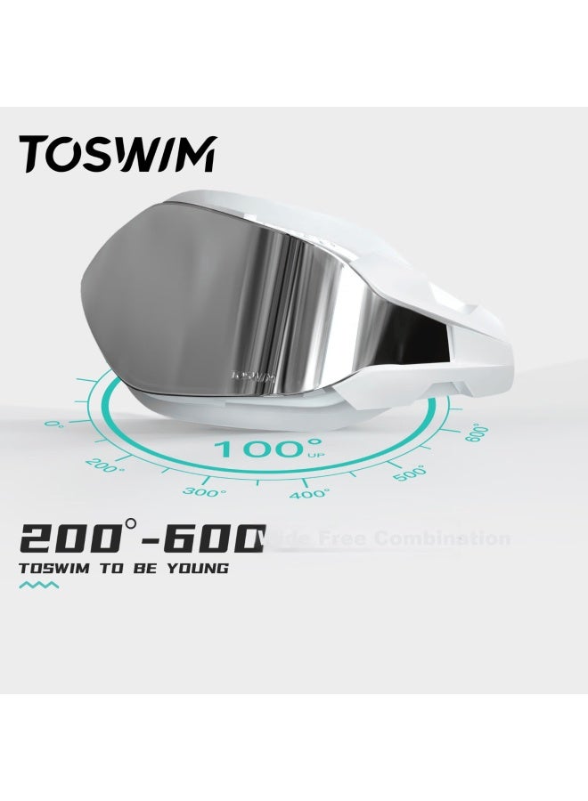 Toswim Professional Training Myopia Swim Goggles Uni Hd Waterproof Anti-fog White Gasket Gray Lens 200 Degree - Image 2
