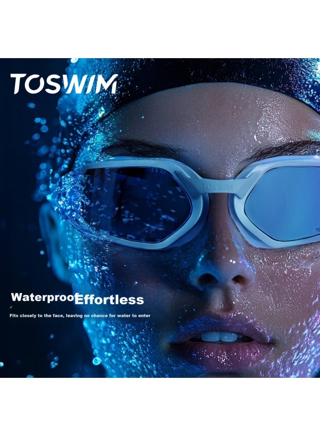 Toswim Professional Training Myopia Swim Goggles Uni Hd Waterproof Anti-fog White Gasket Gray Lens 200 Degree - Image 4